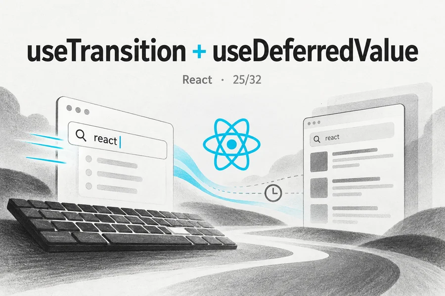 React useTransition useDeferredValue 검색 UI 최적화 학습 표지