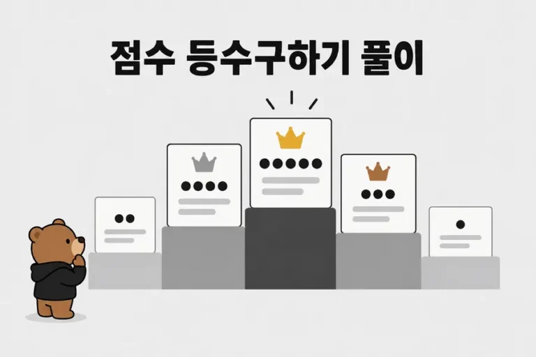 점수 카드를 높은 순서로 배치한 등수구하기 JavaScript 풀이 대표 이미지