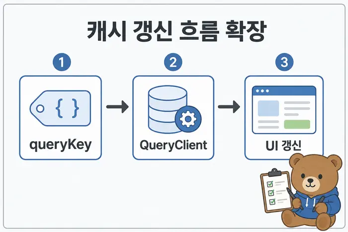 캐시 갱신 흐름 확장: queryKey, QueryClient, UI 갱신