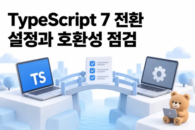 TypeScript 7 전환 기준 TS6 차이와 deprecated tsconfig 정리 표지