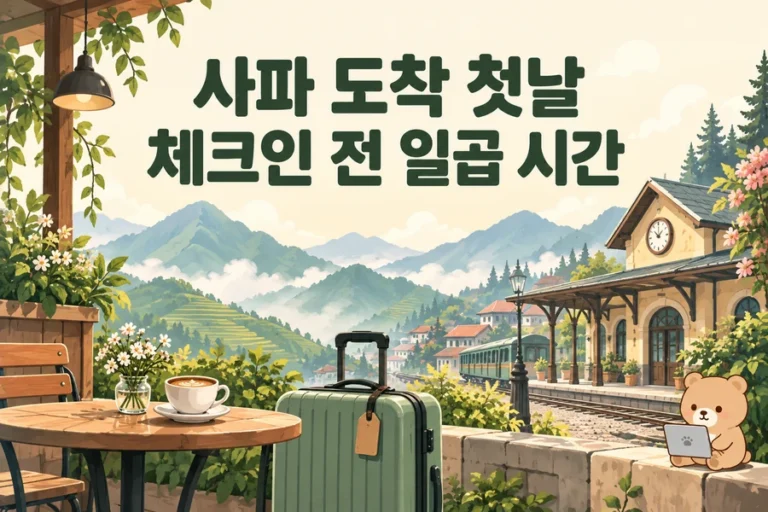 사파 도착 첫날: 라오까이 이동과 체크인 전 7시간 주제 일러스트