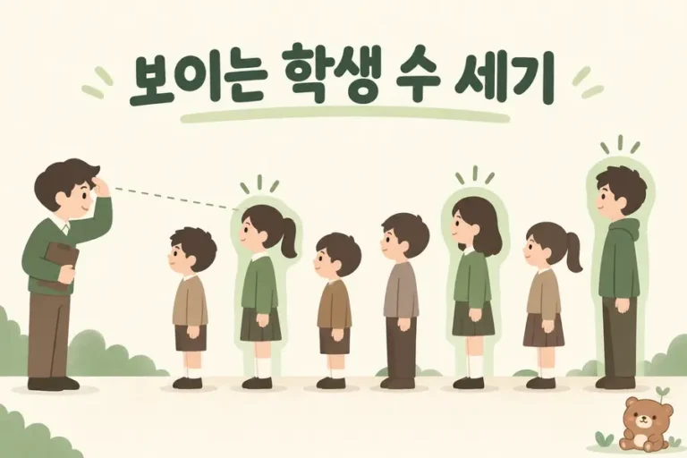 앞사람보다 큰 학생만 보이는 보이는 학생 문제의 대표 이미지