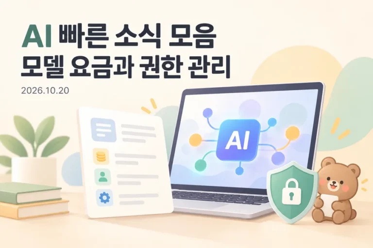 모델 요금과 권한 관리를 주제로 한 2026년 10월 20일 AI 빠른 소식 모음 표지