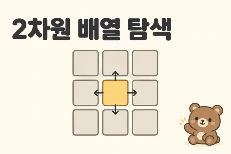2차원 배열 탐색 개념을 표현한 일러스트 표지